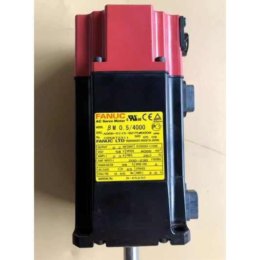 FANUC A06B-0115-B275#0008 Servo Motor, black and red, 4000 min-1 speed, industrial automation part