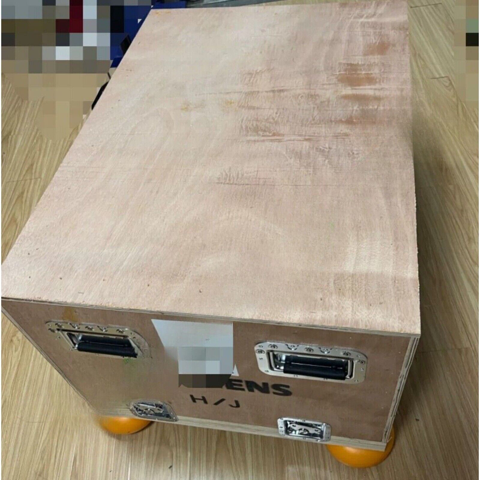 Siemens industrial automation component wooden shipping case, marked with "ENS" and "H/J"