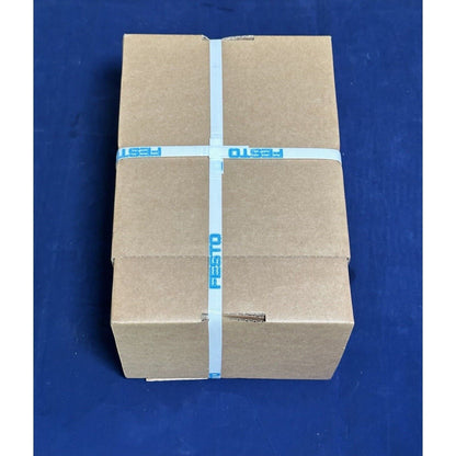 Festo MS6-SV-1/2-E-10v24-SO-A4-MP 1548713 Soft Start Exhaust Valve in shipping box, secured with FESTO branded tape.
