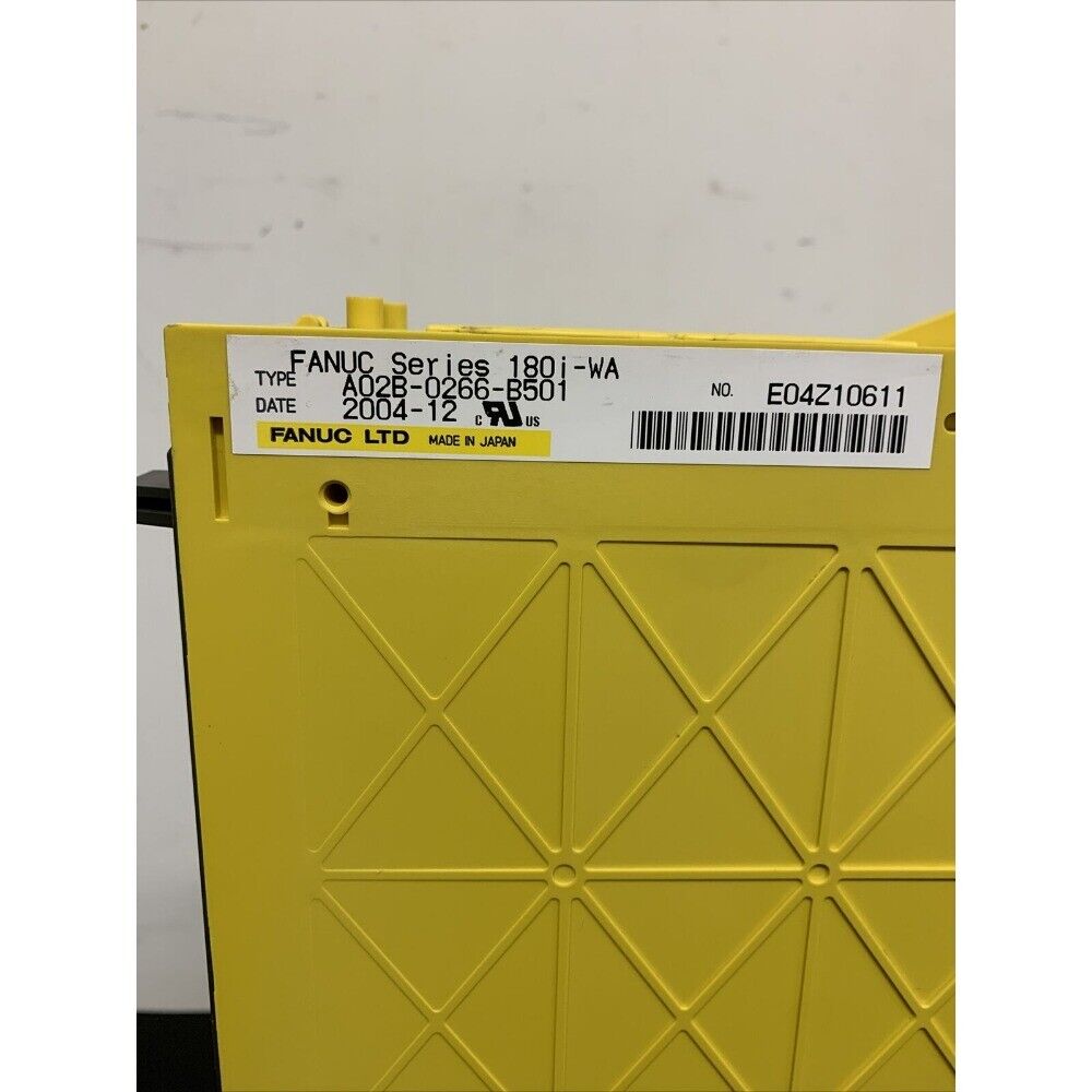 FANUC A02B-0266-B501 Series 180i-WA control unit, yellow industrial automation part. Made in Japan.