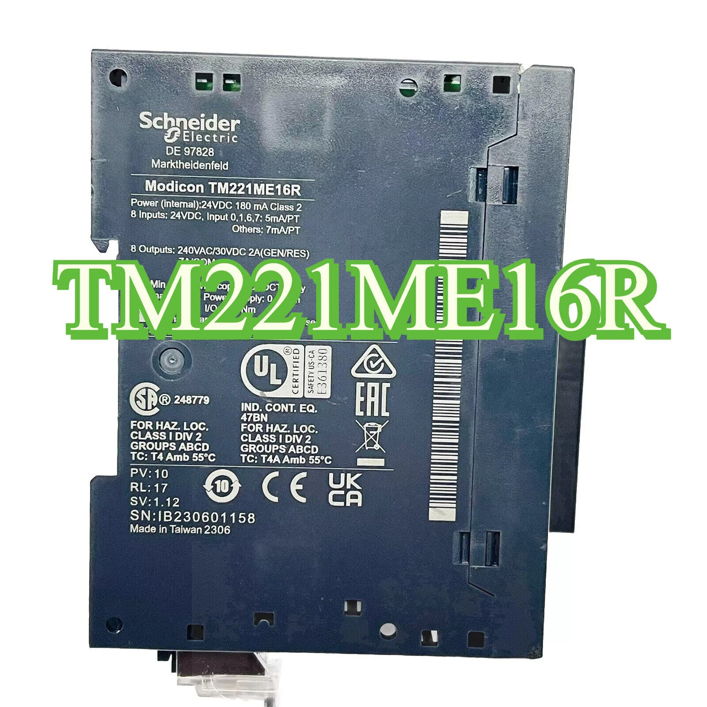 Schneider Electric Modicon TM221ME16R PLC Module, industrial automation part for sale.