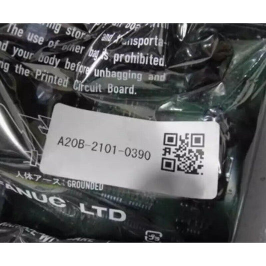 FANUC A20B-2101-0390 Control Board, packaged and labeled for protection.