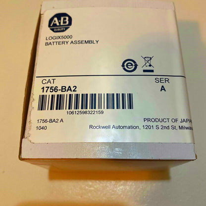 Allen-Bradley 1756-BA2 battery assembly, Logix5000 series, ControlLogix, product details, factory sealed.