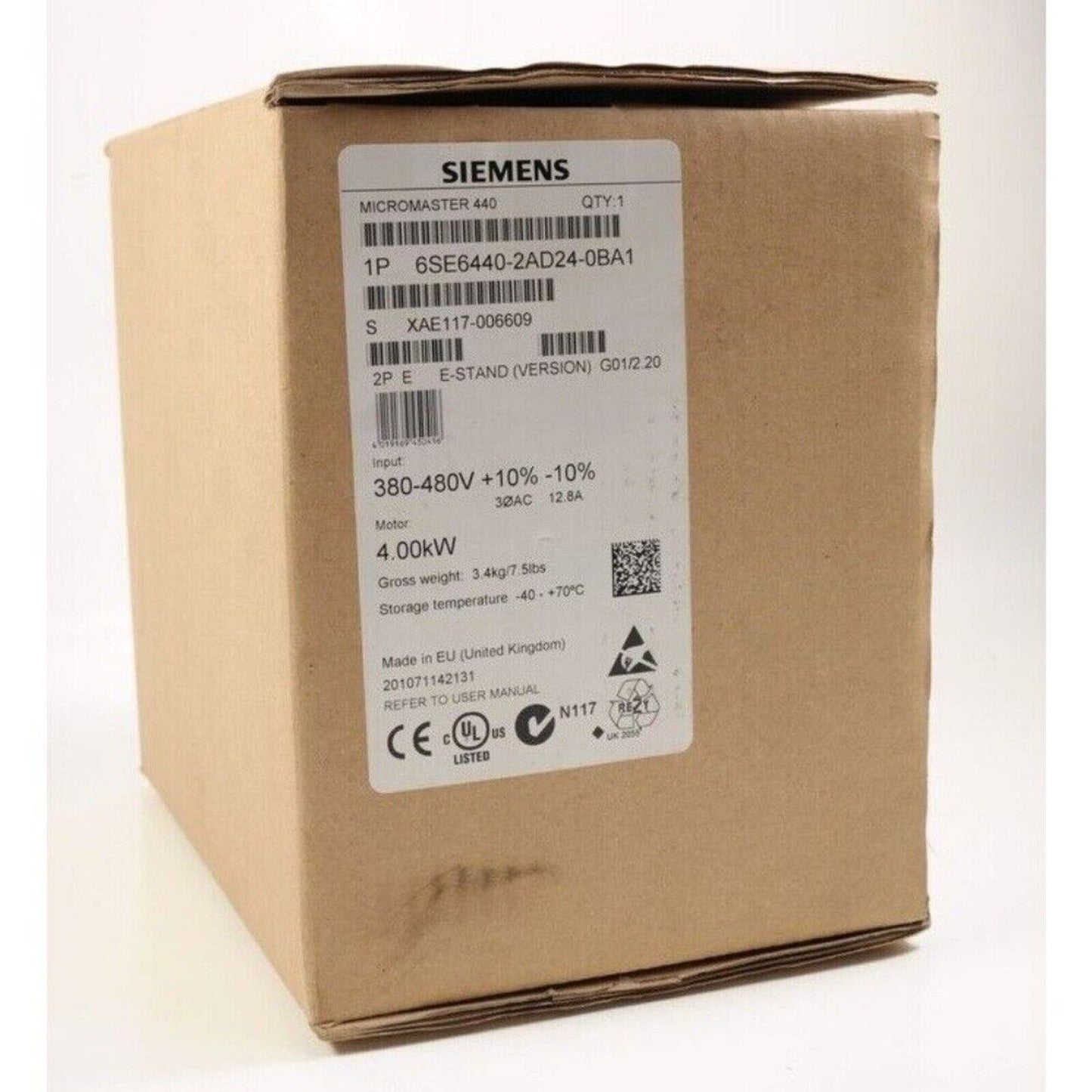 Siemens MICROMASTER 440 industrial drive in box, model 6SE6440-2AD24-0BA1, industrial automation part