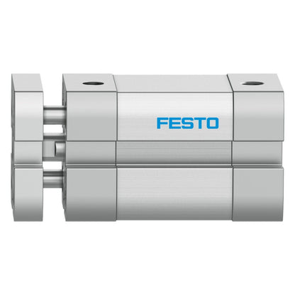 Festo ADNGF-12-10-P-A compact cylinder. Pneumatic automation component with Festo logo, silver finish.
