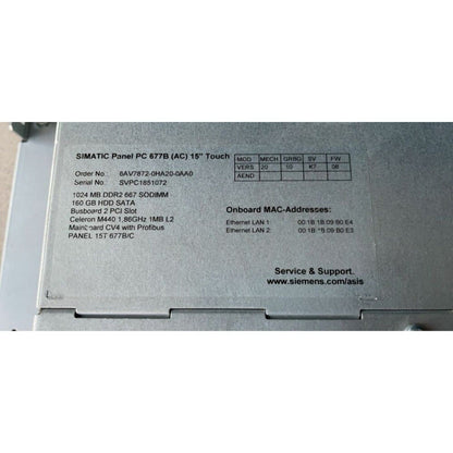 New Siemens 6AV7 872-0HA20-0AA0 6AV7872-0HA20-0AA0 SIMATIC Panel PC 677B