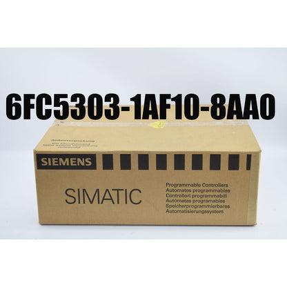 Siemens 6FC5303-1AF10-8AA0 SIMATIC controller box, part number, brand logo, and multilingual text on packaging.
