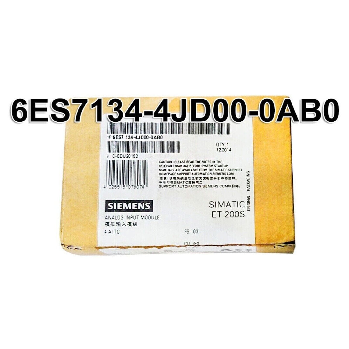 Siemens 6ES7134-4JD00-0AB0 ET 200S Analog Input Module, industrial automation part.