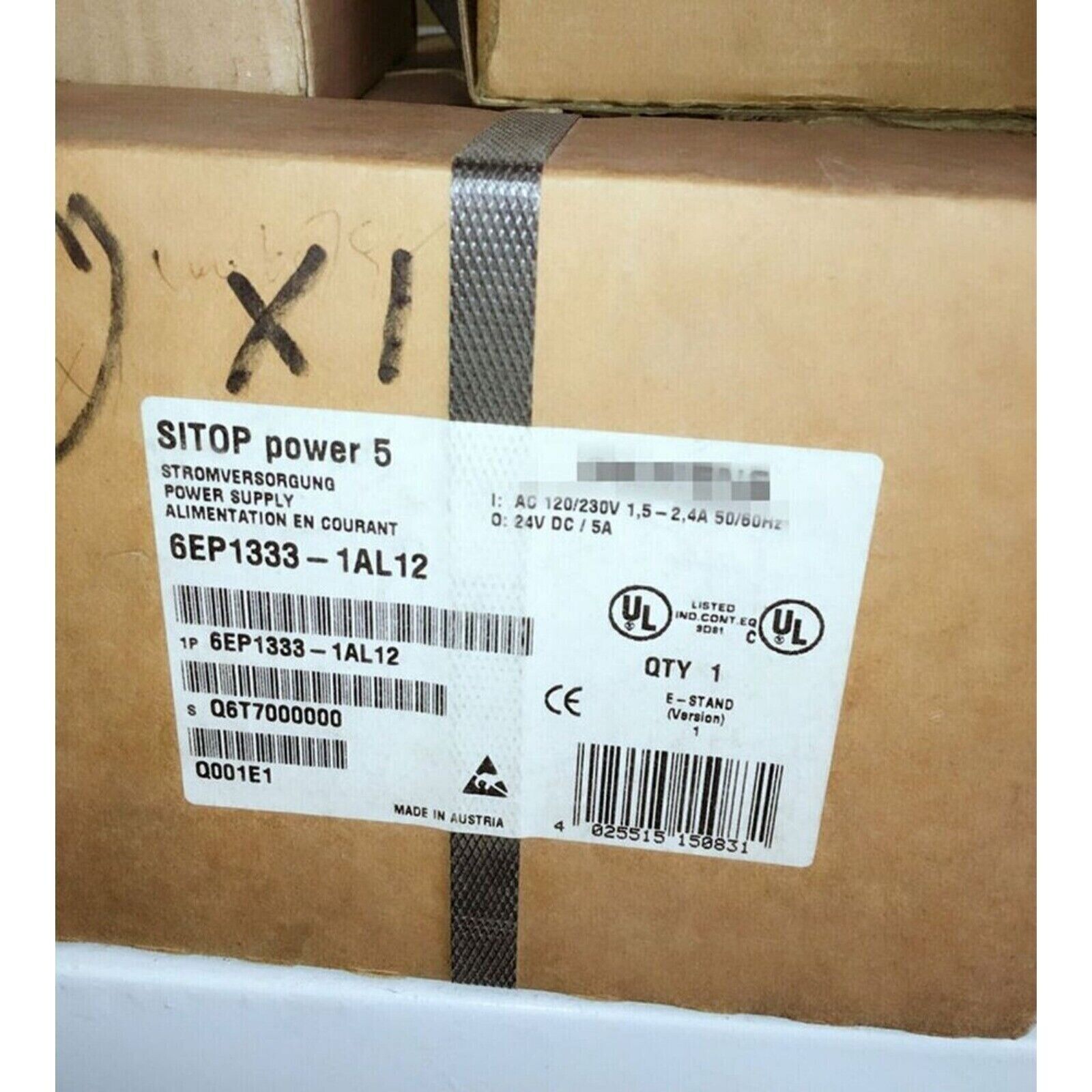 Siemens SITOP 6EP1333-1AL12 power supply on box, industrial automation component, made in Austria, with labels