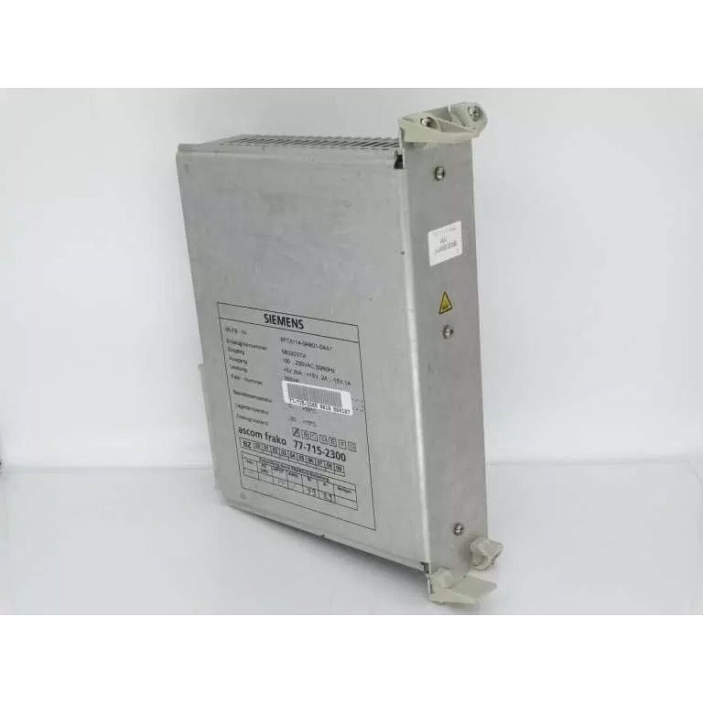 Siemens 6FC5114-0AB01-0AA1 Power Supply, industrial automation part with label and text, PLC module.