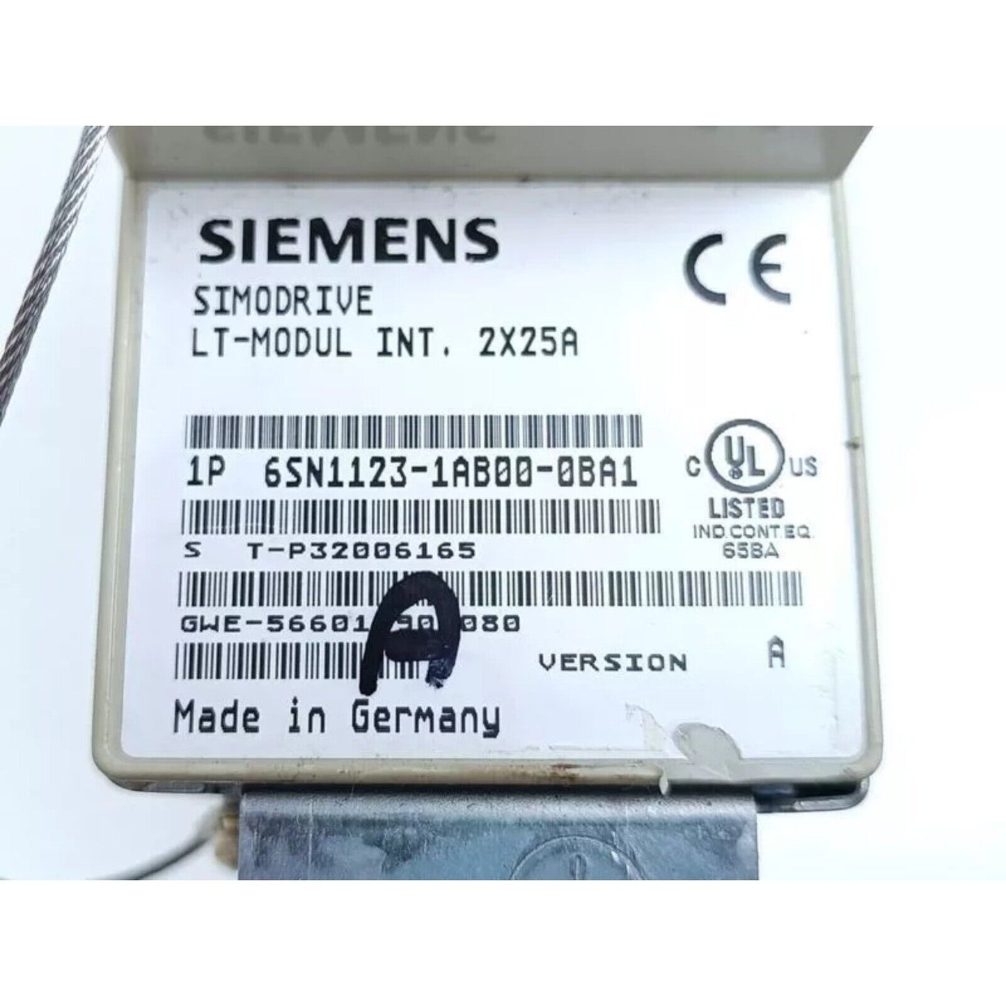 Siemens SIMODRIVE LT-MODUL INT. 2X25A, model 6SN1123-1AB00-0BA1, industrial automation part, Made in Germany