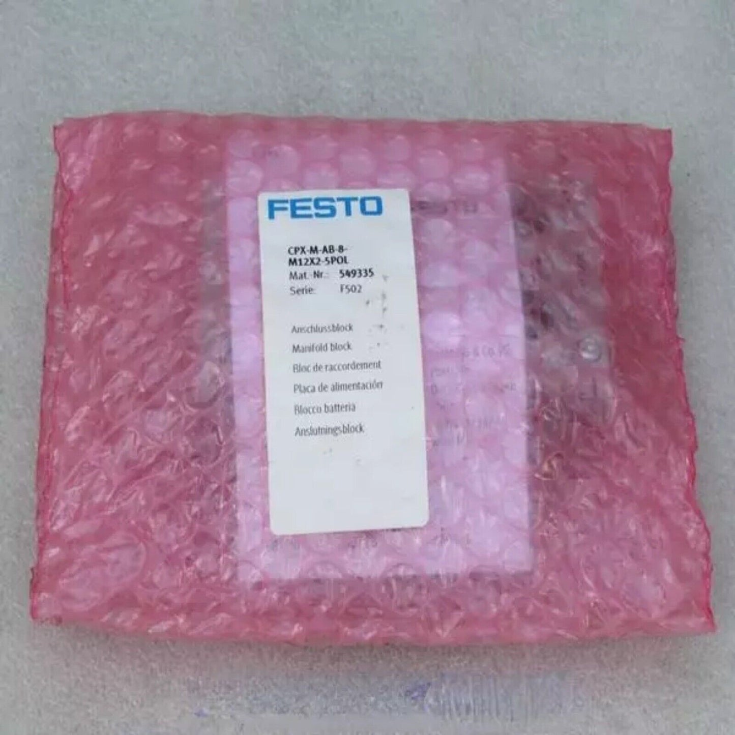 Festo CPX-M-AB-8-M12X2-5POL Manifold Module, new in protective pink packaging.
