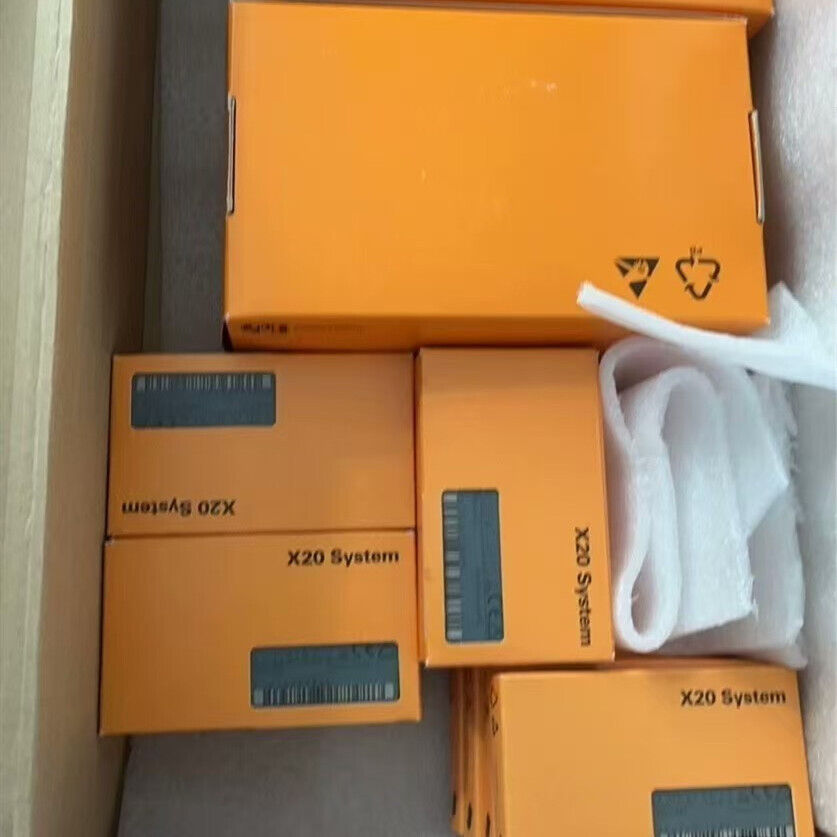 B&R X20 System I/O Modules in orange boxes, new, for industrial automation.