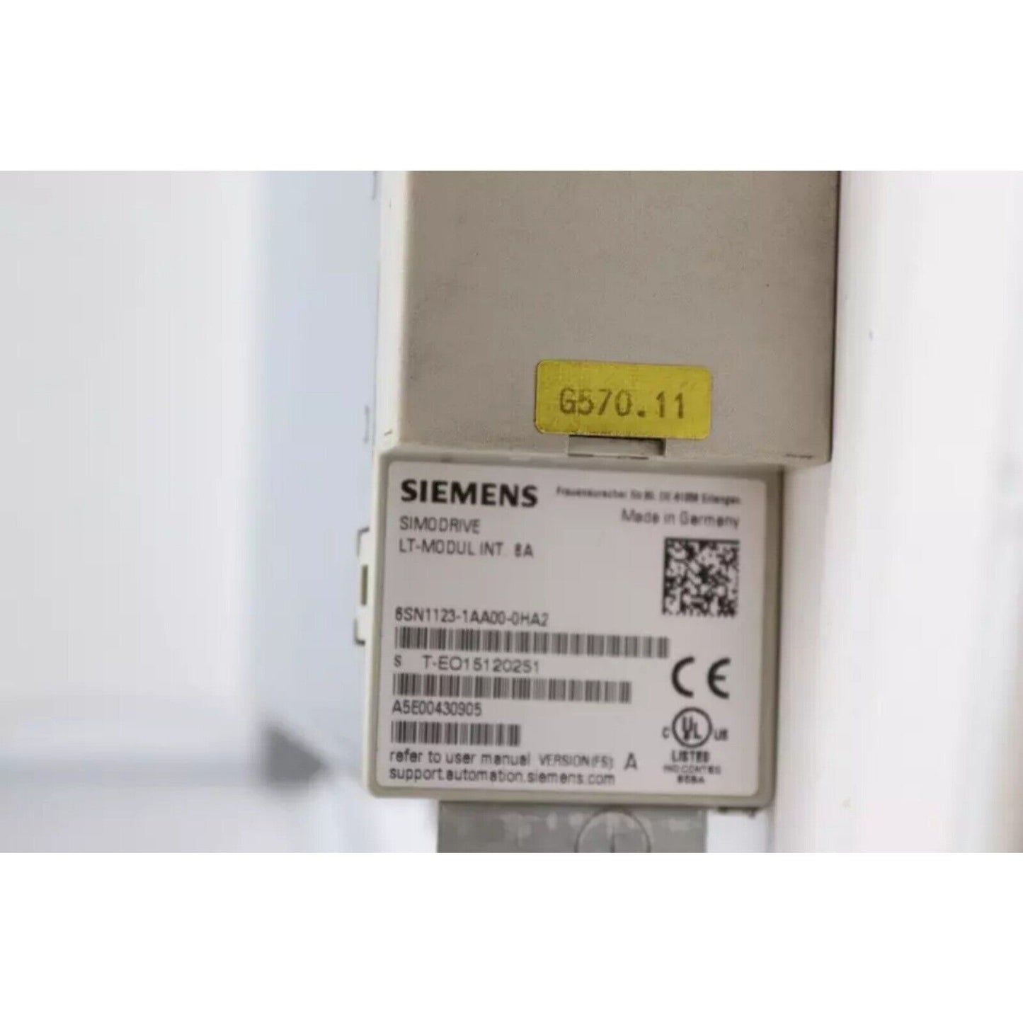 Siemens SIMODRIVE LT-MODUL INT 8A power module, 6SN1123-1AA00-0HA2, industrial automation part, Made in Germany.