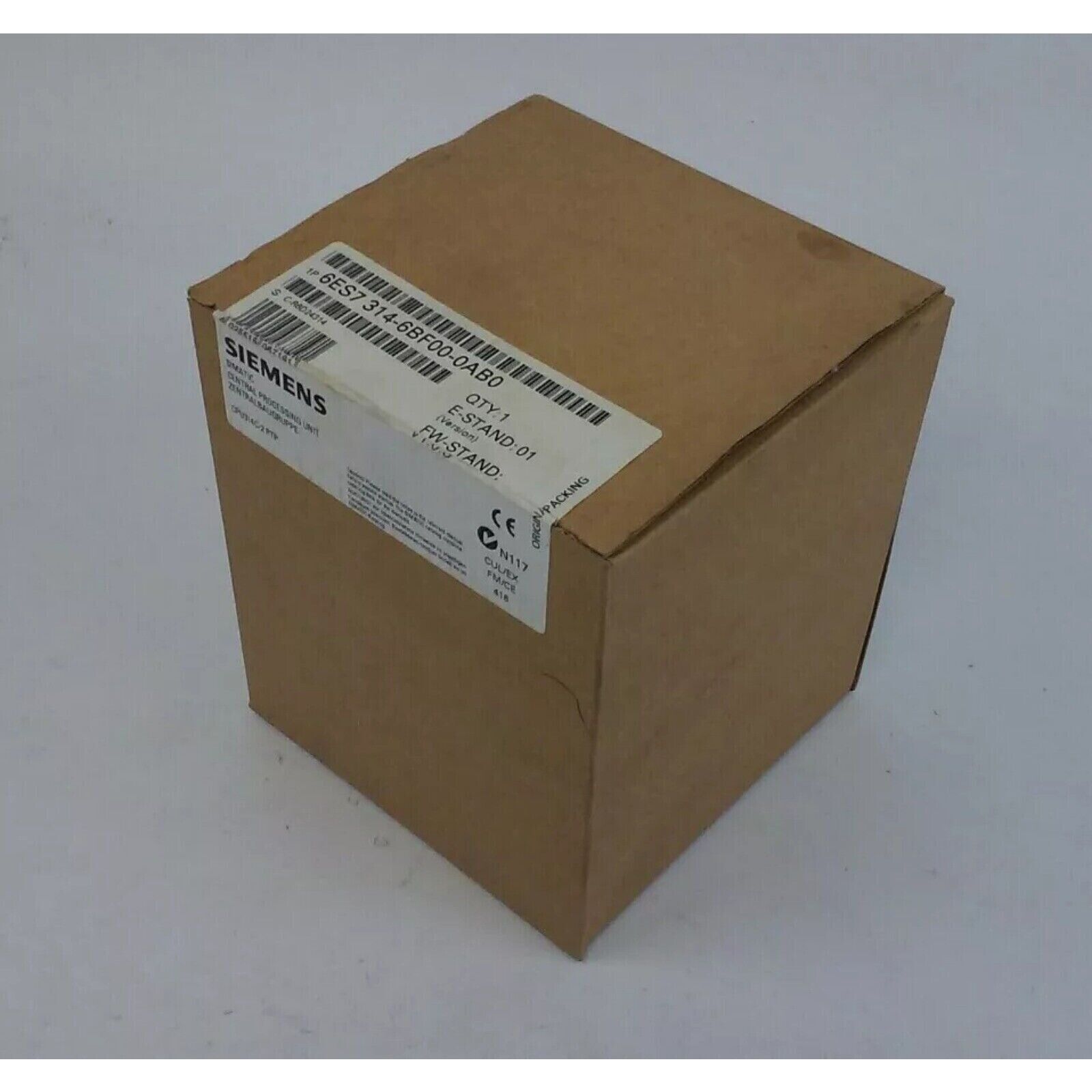 Siemens SIMATIC S7-300 CPU 314C-2 PTP in packaging, industrial automation part, model 6ES7 314-6BF00-0AB0.