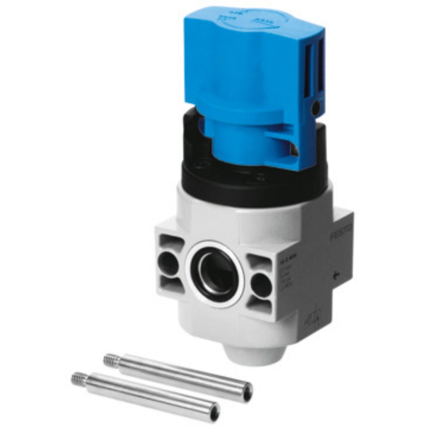 Festo HE-D-MINI 170681 shut off valve. Pneumatic component with blue top.