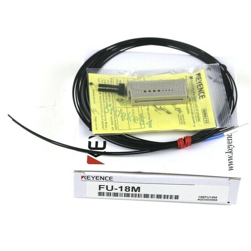 KEYENCE FU-18M Fiber Optic Sensor, new industrial automation part, black cable and component