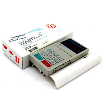 YASKAWA JVOP-132 Digital Operator HMI, gray device with red and blue buttons, new condition.