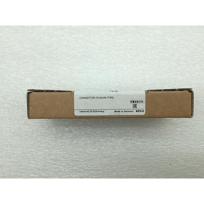 Siemens push-in connector in packaging, Made in Germany, industrial automation part