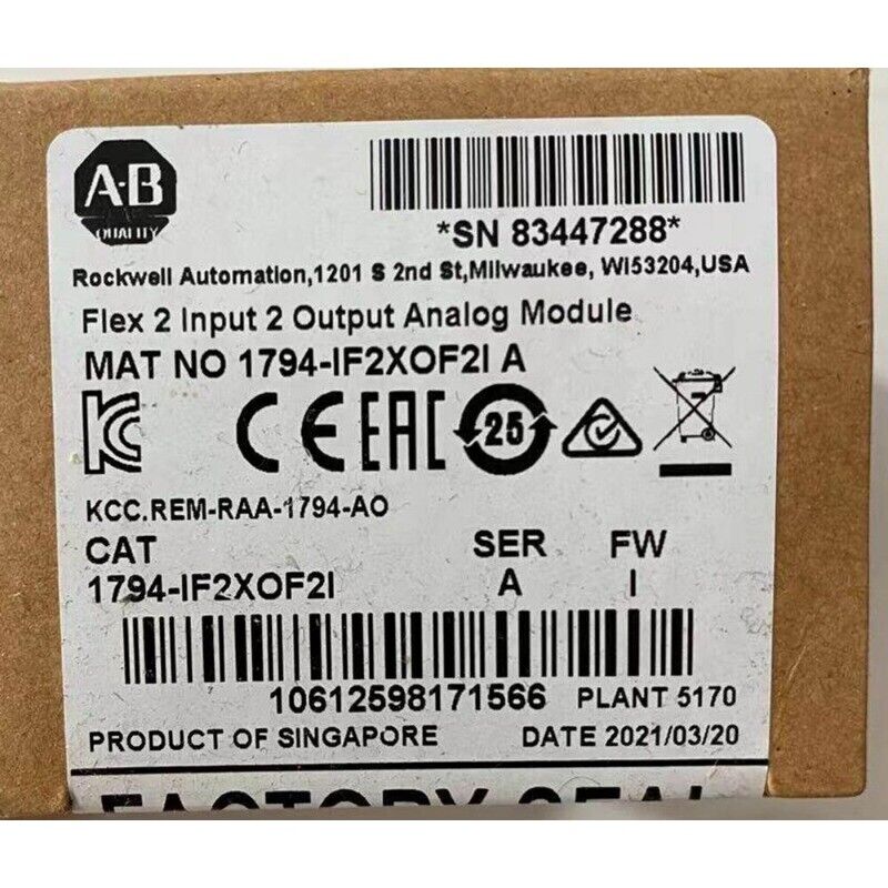 Allen-Bradley 1794-IF2XOF2I/A Flex Analog Input/Output Module, Singapore