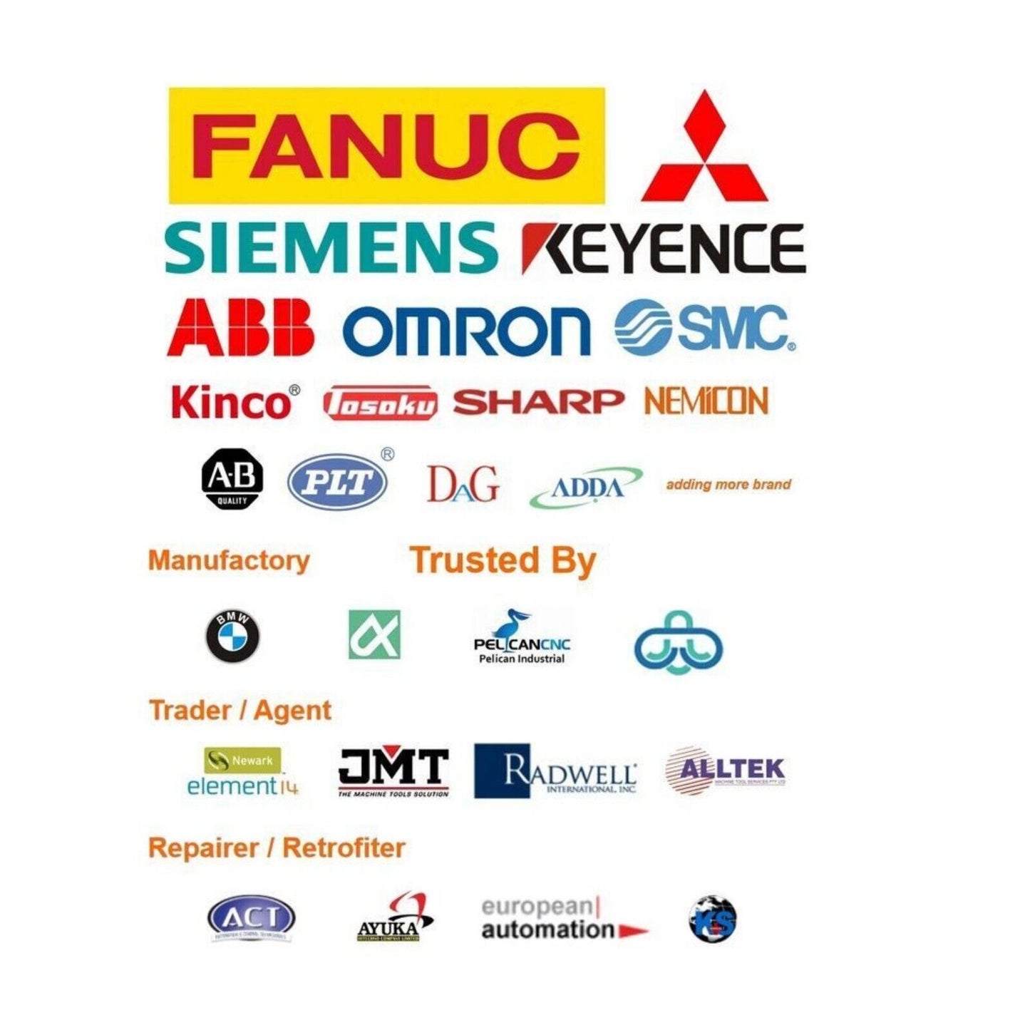 Industrial automation brands FANUC, Siemens, ABB, Omron, and more, trusted by Radwell for parts supply.