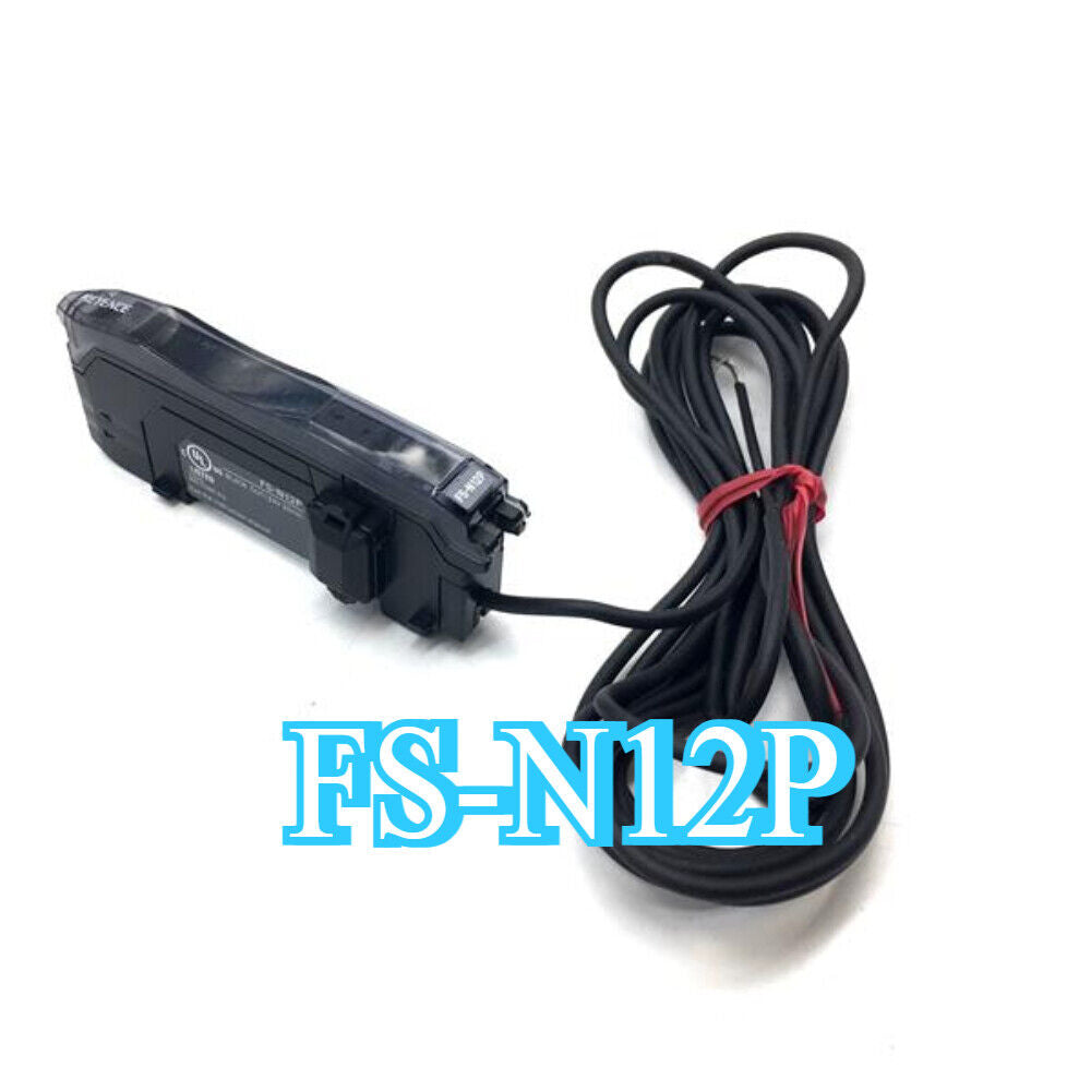 Keyence FS-N12P Fiber Amplifier Sensor, black, with cable and FS-N12P text