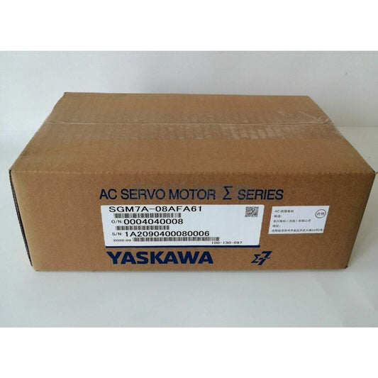 YASKAWA SGM7A-08AFA61 AC Servo Motor in brown cardboard box, industrial automation part
