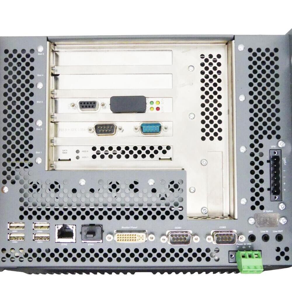 B&R 5PC810.SX05-00 automation PC rear panel. Gray industrial PC with ports for industrial automation.