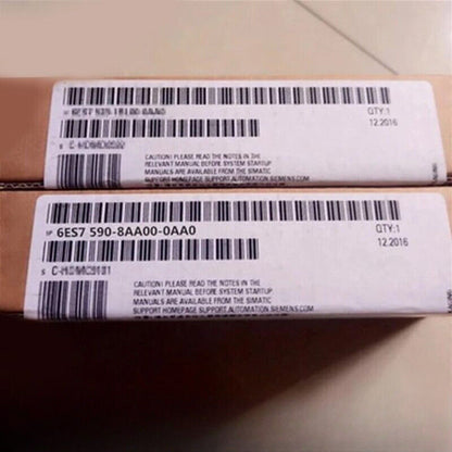 Siemens SIMATIC S7-1500 spare part 6ES7 590-8AA00-0AA0, product label with barcode and QTY:1, 12.2016
