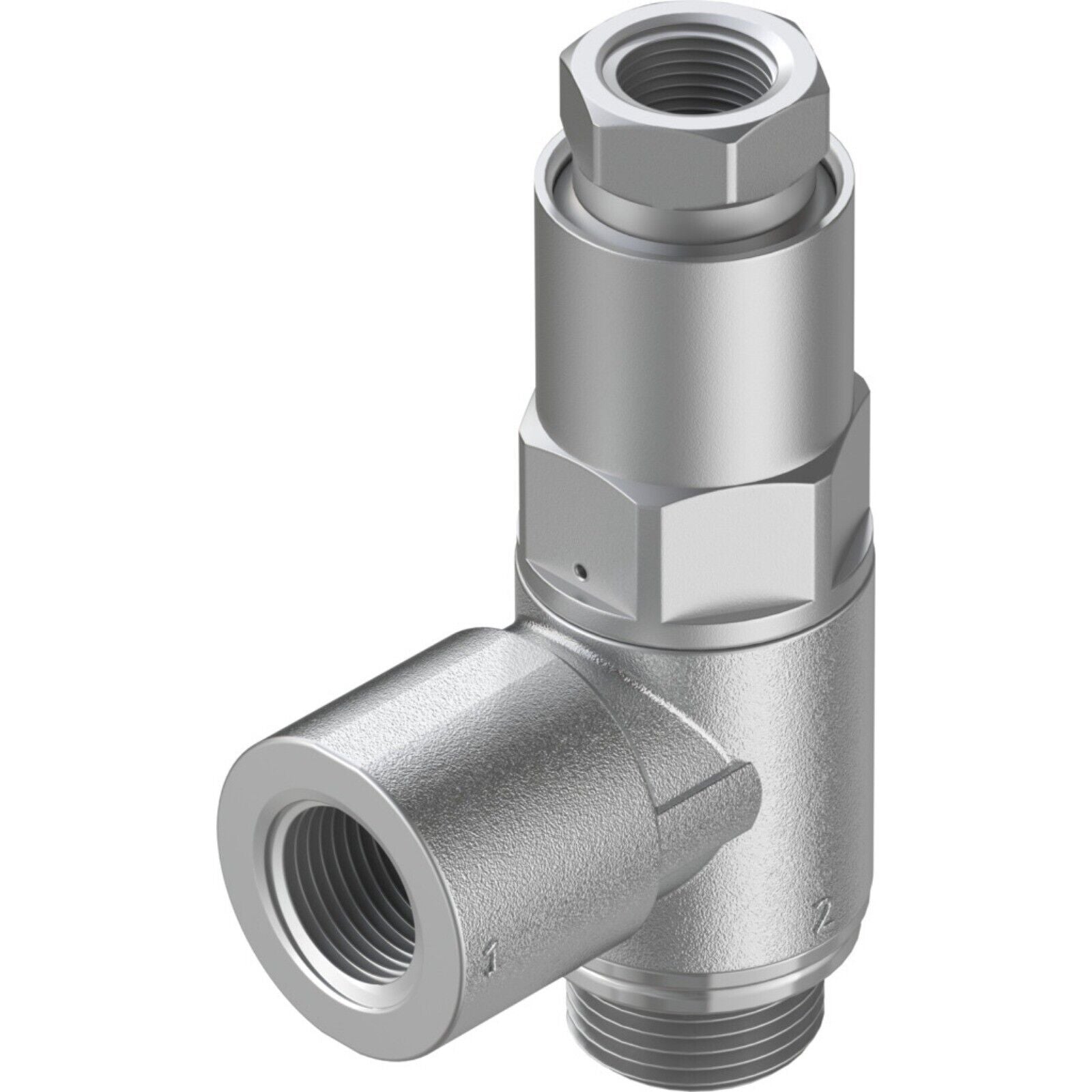 Festo HGL-1/4-B piloted non-return valve, industrial automation part, silver metallic finish.