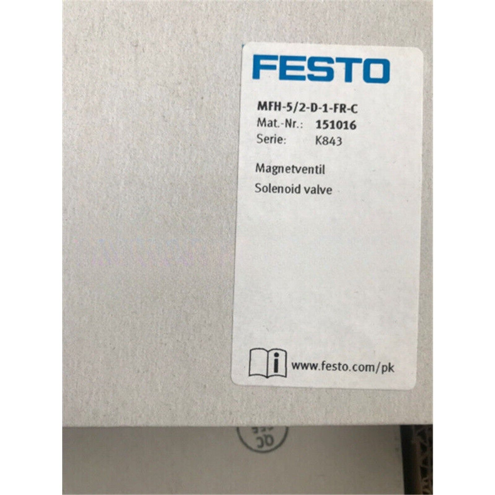 Festo MFH-5/2-D-1-FR-C air solenoid valve label, industrial automation part