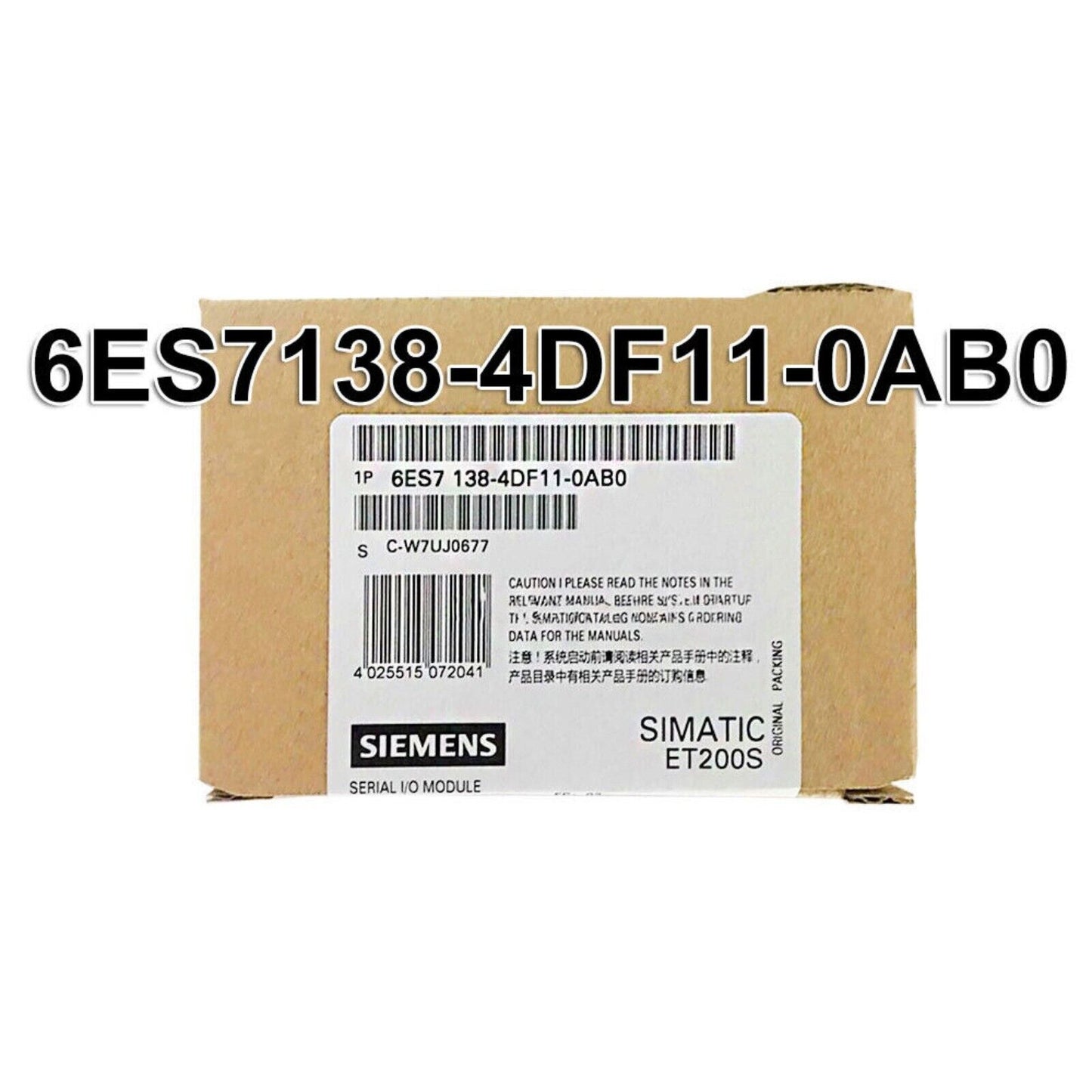 Siemens SIMATIC ET200S I/O Module 6ES7138-4DF11-0AB0, industrial automation part with product details and serial number.
