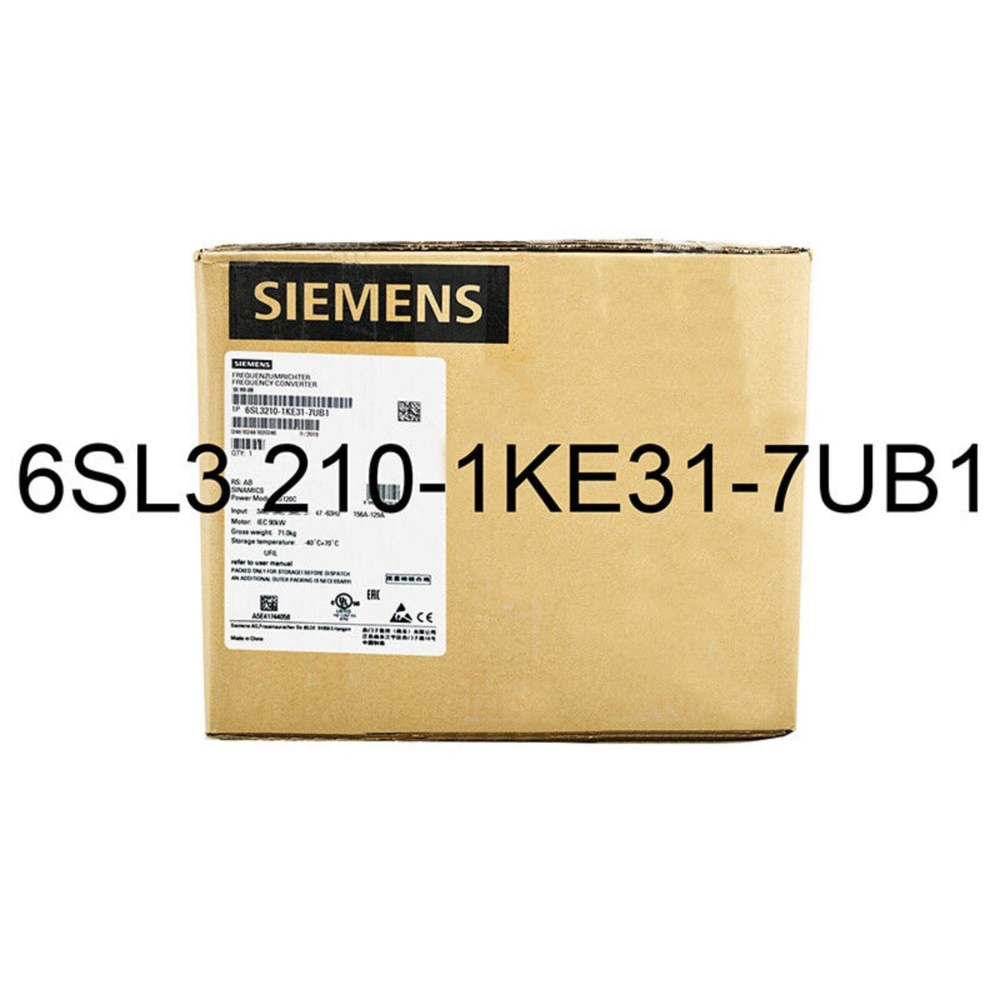 Siemens SINAMICS G120C Power Module 6SL3210-1KE31-7UB1 in packaging. Industrial automation parts for sale.
