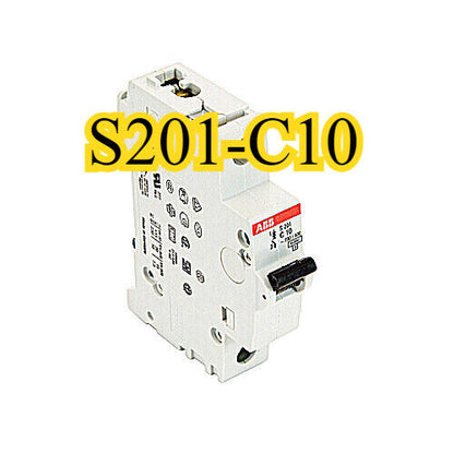 ABB S201-C10 Miniature Circuit Breaker - 1P - C - 10 A. White and black industrial electrical component.