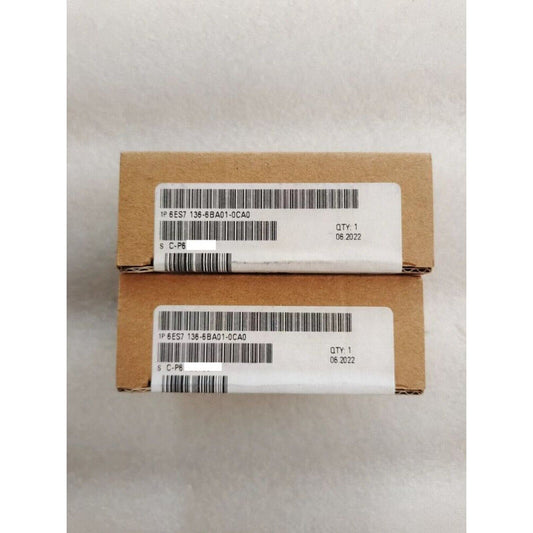 Siemens PLC module 6ES7136-6BA01-0CA0, two boxes with labels, QTY 1, 06.