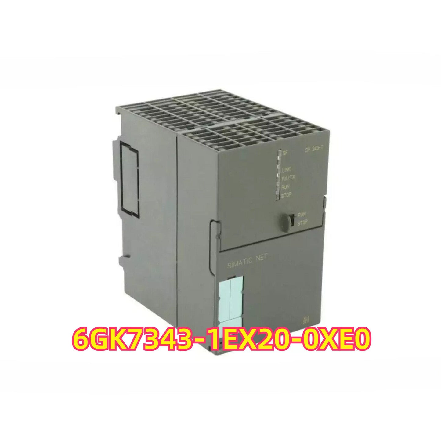 Siemens SIMATIC NET CP 343-1 PLC module, model 6GK7343-1EX20-0XE0, gray industrial automation part
