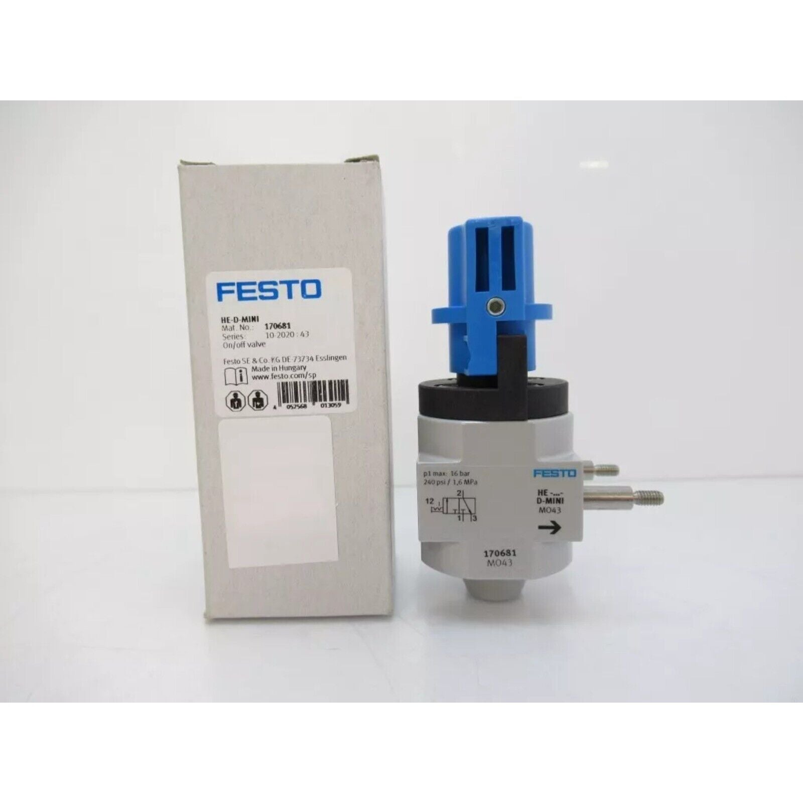 Festo HE-D-MINI 170681 Shut off valve, pneumatic component with blue top
