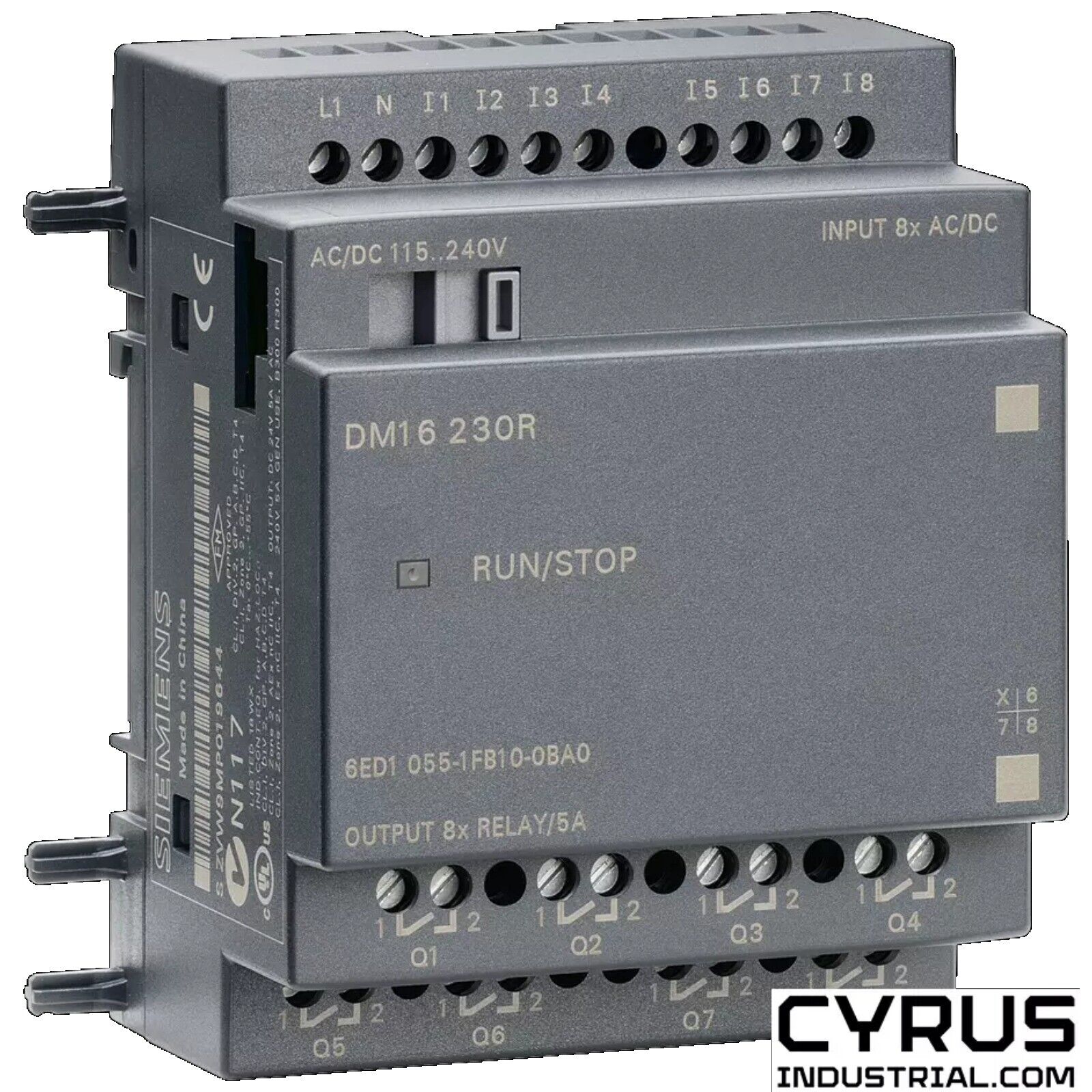 Siemens SIMATIC DM16 230R PLC module, 6ED1055-1FB10-0BA0 with 8x Relay outputs, industrial automation part.