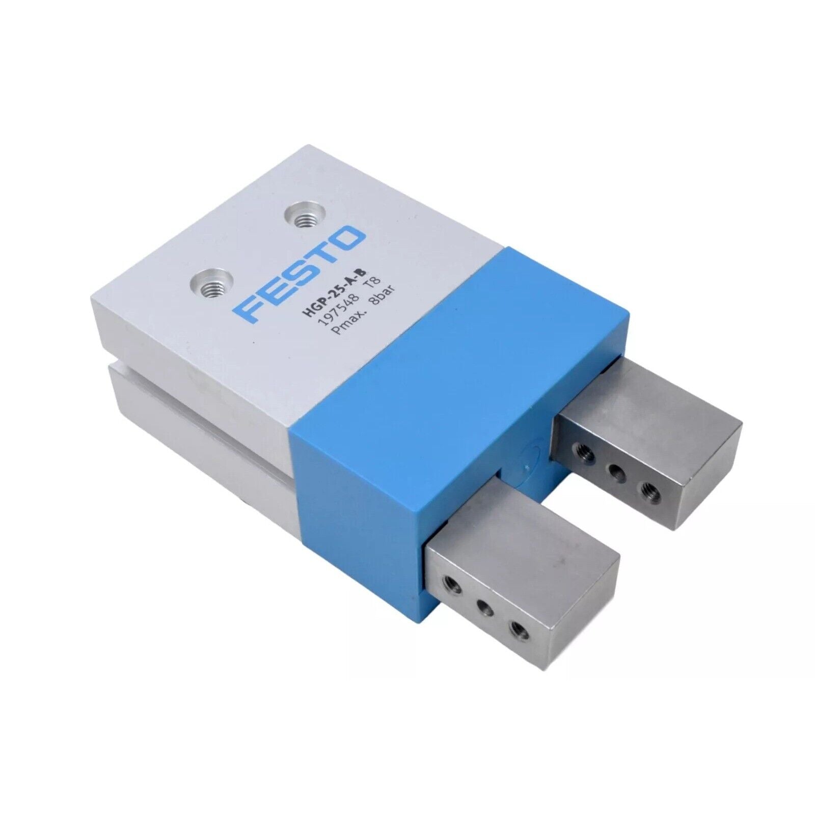 FESTO HGP-25-A-B Parallel Gripper industrial automation part, blue and silver.