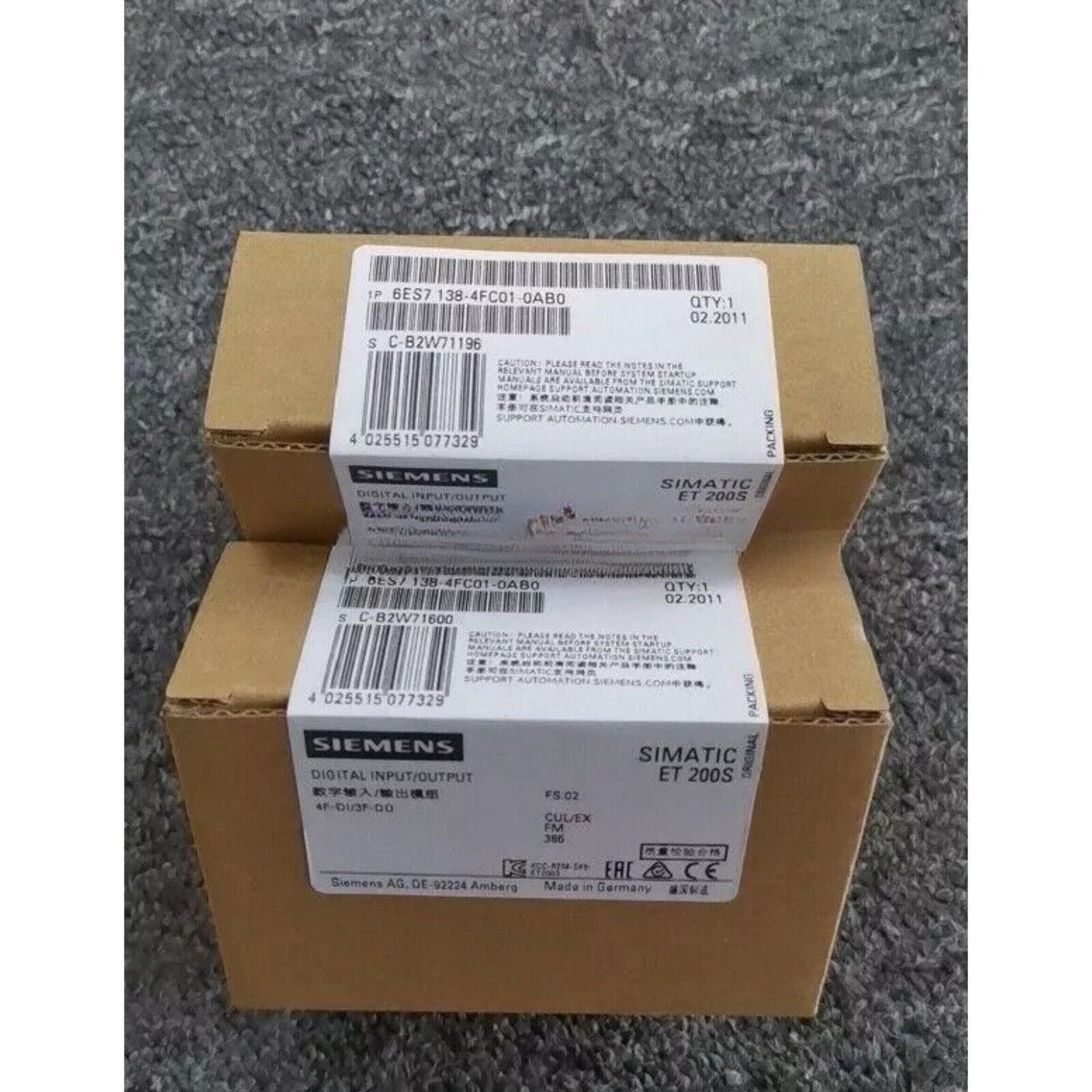 Siemens SIMATIC ET 200S Digital Input/Output Module in original packaging, model 6ES7 138-4FC01-0AB0.