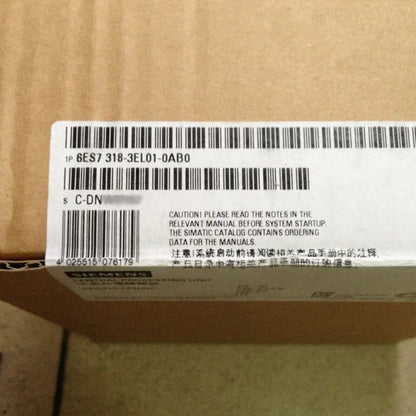 Siemens SIMATIC S7-300 PLC module box with model number 6ES7 318-3EL01-0AB0, industrial automation part