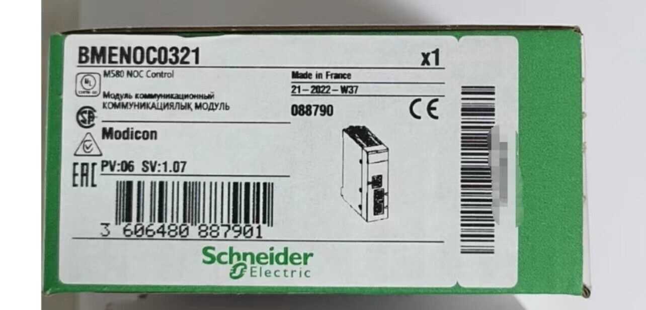 Schneider Electric BMENOC0321 Programmable Logic Controller Module, packaged and labeled for fast shipping.