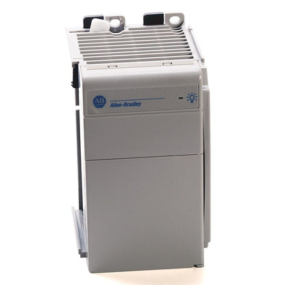 Allen-Bradley 1769-OB16 PLC Module. Gray CompactLogix industrial automation equipment with AB logo.