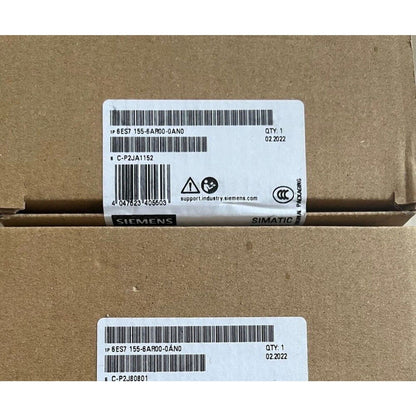 Siemens ET 200SP Interface Module 6ES7155-6AR00-0AN0 product packaging, industrial automation part.