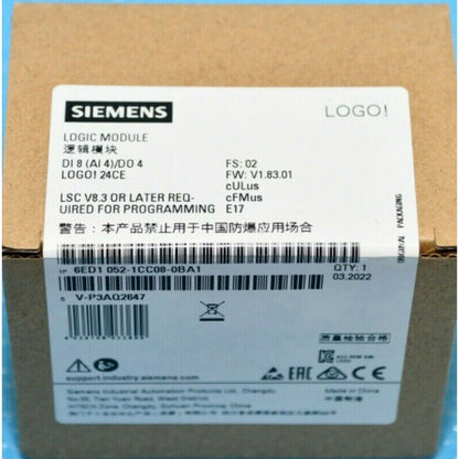 Siemens LOGO! 24CE Logic Module, 6ED1 052-1CC08-0BA1, industrial automation component, in original packaging