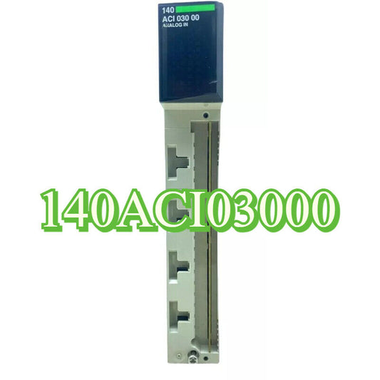 Schneider Electric 140ACI03000 Analog Input Module. Product image, clearly showing model number and features.