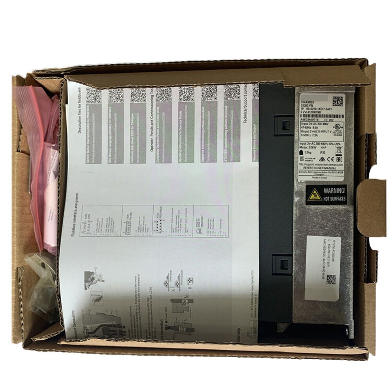 Siemens SINAMICS S120 drive system power module 6SL3210-1KE17-5AF1 in box, PROFIBUS DP communication