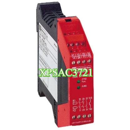 Schneider XPSAC3721 safety relay, red and black industrial automation component