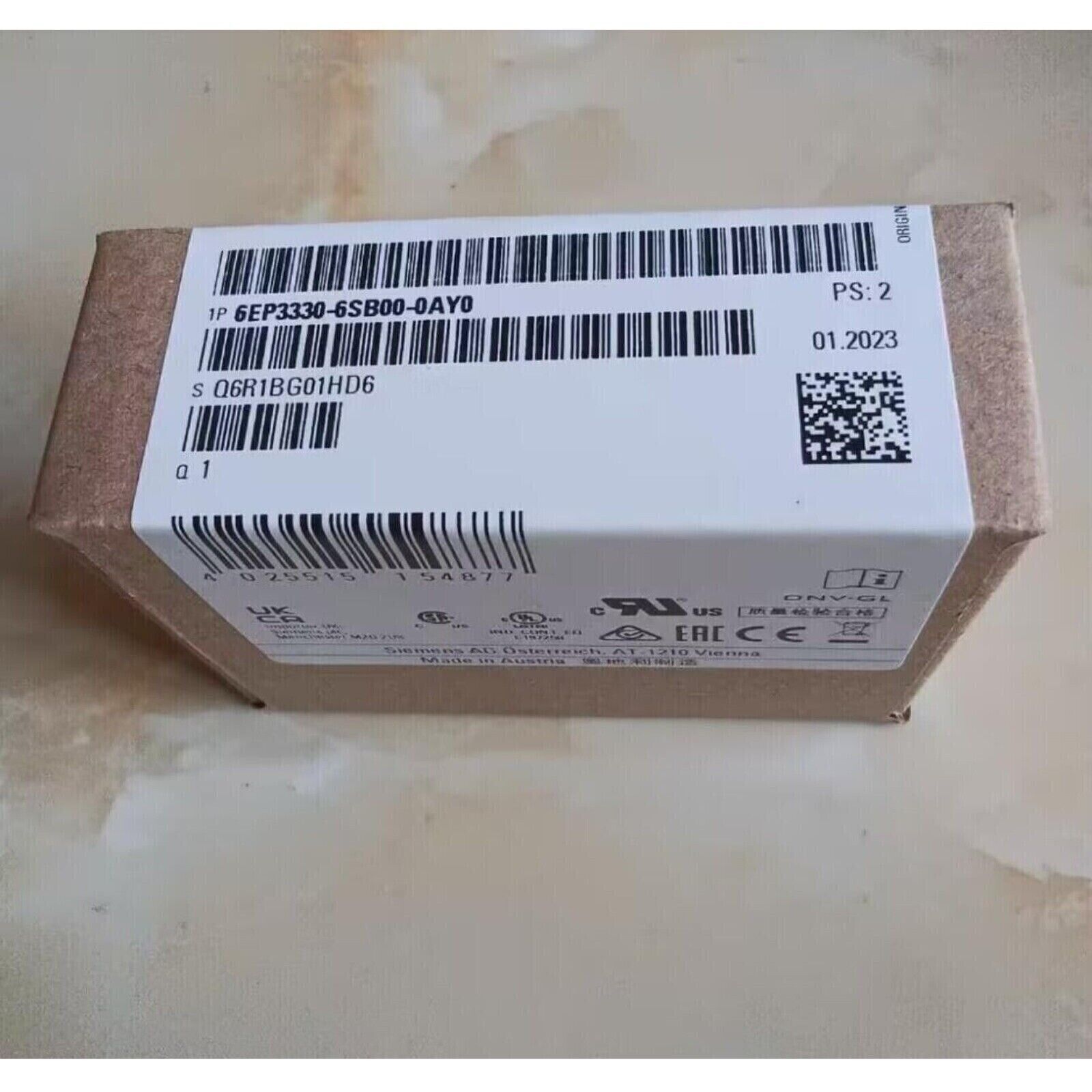 Siemens 6EP3330-6SB00-0AY0 Power Supply Box, industrial automation component, label details visible.