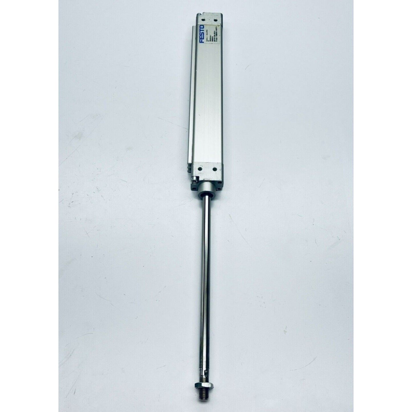 Festo DZH-25-200-PPV-A flat cylinder, silver pneumatic actuator, industrial automation part.